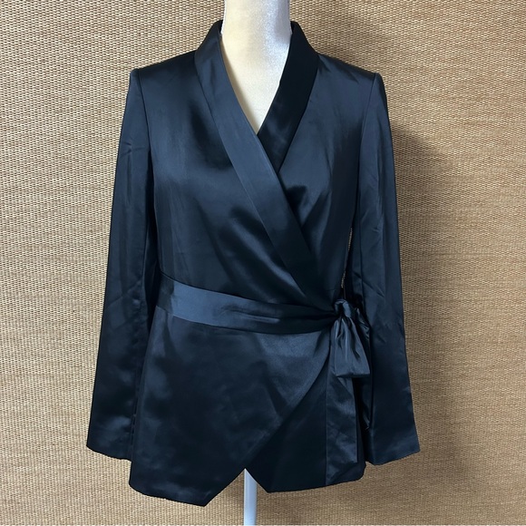 Express Jackets & Blazers - Express Wrap Blazer Womens S Black Side Tie Lined Chic Career Business Office